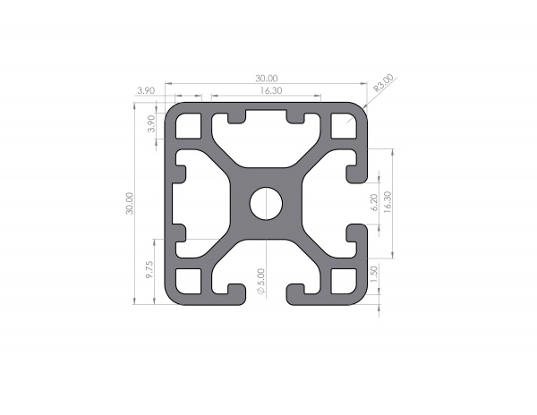 Aluminum profile 30x30 Groove 6 I-Type Lightweight 2N90 Black